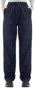 iCreek Women's Rain Pants Waterproof Breathable Lightweight Rain Over Pants (Navy Blue, Large Petite)