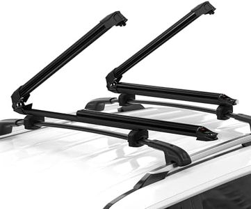 Ski & Snowboard Rack for Car Roof with Sliding Extension, Lockable Ski Racks Fits 6 Pairs Skis or 4 Snowboards, Universal for All Types of Cross Bars- Black