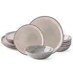 AmorArc Ceramic Dinnerware Sets,Handmade Reactive Glaze Plates and Bowls Set,Highly Chip and Crack Resistant | Dishwasher & Microwave Safe,Service for 4 (12pc)