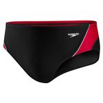 Speedo Men's Swimsuit Brief Endurance+ Splice Team Colors - Black/Red Splice, Size 30