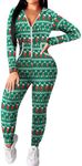 Ekouaer Christmas Onesie Women Hooded Jumpsuit Long Sleeve Zip Up One Piece Pajamas Novelty Sleepwear Christmas Sock XL