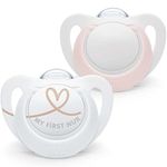 NUK Star Newborn Baby Dummy | 0-2 Months | BPA-Free Silicone Soothers | Pink | 2 Count