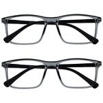 OPULIZE Ink 2 Pack Reading Glasses Large Transparent Grey Mens Womens Spring Hinges RR4-7 +3.50