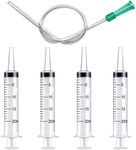 4pcs 20ml Plastic Syringes with 1pc 13inch Plastic Tubing, Syringe for Liquid in Scientific Lab, Pet Feeding, Glue Syringe for Craft Making, Epoxy Resin, Lubricant, Lip Gloss Filling and Supplies