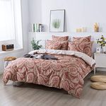 FADFAY Paisley Duvet Cover Set Twin XL 100% Cotton Soft Red and Beige Reversible Paisley Floral Bedding Set with Hidden Zipper Closure 3 Pieces, 1Duvet Cover & 2Pillowcases, Twin XL for Dorm Room