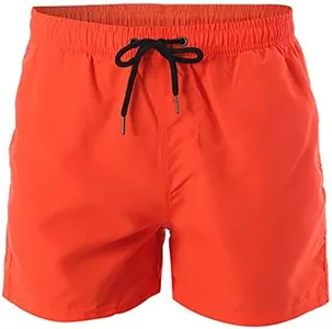 Flygo Men's 7" Lightweight Quick Dry Workout Gym Running Training Shorts with Liner (Large, Orange)
