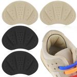 2 Pairs Shoe Heel Cushion Pads Inserts, Self-Adhesive Shoe Inserts, Shoe Liners Heel Grips Inserts for Women Men to Loose Shoes Too Big, Anti-Slip Heel Guards Improve Shoe Fit (Black, Beige)