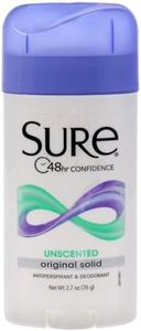 Sure Original Solid Unscented, Anti-Perspirant Deodorant 2.70 oz (Pack Of 6)