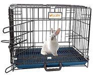 Woofy Powder Coated Iron Cage with Removable Tray for Dog 18 Inch Silver Black for Small Dog, Cats, Puppy, Kitten and Rabbit