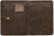 Brown Leather Portfolio Organizer Folio Leather Padfolio Binder Portfolio Folder Leather Portfolio for Men Women Business Notebook Cover Resume Folder Legal Pad Portfolio Notebook Holder - ELIZO