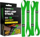 Rhino USA Soft Loop Motorcycle Tie-Down Straps (4PK) - 10,427lb Max Break Strength 1.7" x 17" Heavy-Duty Tie Downs for use w/Ratchet Strap (Green 4-Pack.)