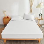 Cotton Comfort Bedding 40cm Extra Deep Double Fitted Sheet 100% Egyptian Cotton 400 Thread Count Fitted Bed Sheets Double Soft & Luxury Hotel Quality Extra Deep Double Bed Sheets (White, Double)
