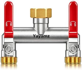 Yayamz 2 Way Garden Hose Splitter, 3/4" GHT Brass Hose Splitter - Red