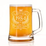 Always Looking Good 40th Birthday Gift for Men Vintage 1984 Aged to Perfection Engraved Beer Stein Glass Mug Present for 40 Year Old Etched Lager Half Litre Beer Stein Tanker Glasses