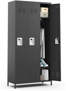 Yukimo Metal Locker Cabinet with 3 Doors Combination, Storage Locker Cabinet with Lock, Employee Lockers for Home, Office, School, Gym, Assembly Required(Black)