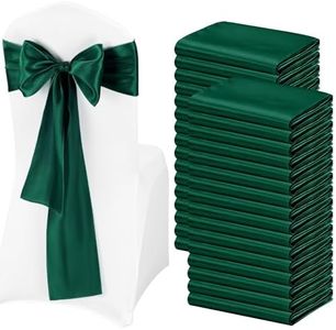 100Pcs Forest Green Satin Chair Sashes Ties, Satin Chair Sashes Bows Chair Cover Back Tie Supplies for Wedding Reception Events Banquets Party, Hotel Event, Chairs Decoration