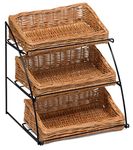 Prestige Wicker Counter Top Display Stand Three Baskets, Wood, Natural, 35 x 20 x 15 cm