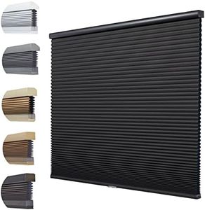 Persilux Custom Cellular Shades Blackout Honeycomb Shades for Windows Cordless Pleated Window Shades 1.5" Single Cell, Night Black