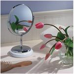 InterDesign York Free Standing Vanity Makeup Mirror for Bathroom Countertops - White/Chrome