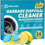 Maravello Garbage Disposal Cleaner and Deodorizer 24 Tablets Sink Foaming Garbage Disposer Freshener - Kitchen Drain Cleaning Pods with Lemon Fresh Formula - 1 Year Supply