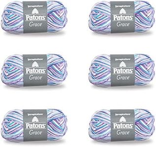 Patons Grace Lavender Yarn - 6 Pack of 1.75oz/50g - Cotton - 3 DK - 136 Yards - Knitting/Crochet