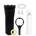 AMPEREUS Black Pre Filter Housing Set Food Grade Material PP Housing, PP Spun Filter, 2 M 1/4" (8 mm) Pipe Tube, Spanner, Teflon Tape, 1/4" (8 mm) Elbow Compatible for Kent RO Water Purifier