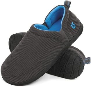 LongBay Men's Slippers Two Tone Comfy Memory Foam Slip-On Indoor Outdoor House Shoes Bedroom Loafers Grey, US11