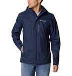 Columbia Men's Pouring Adventure Jacket, Waterproof Rain Jacket, Collegiate Navy, Size S