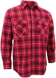 Zmart Australia Men's 100% Cotton Flannelette Shirt Long Sleeve Plaid Check Flannel w Pockets, Scarlet Ember Plaid, XL