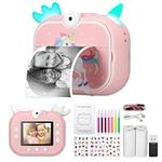 Kids Camera for Girls, Kids Print Camera for Kids with Zero Ink Print Paper & 32g Tf Card Camera That Prints Photos Selfie Video Camera with Color Pens & Photo Clips for 3 4 5 6 7 8 9+ Year Old Girl