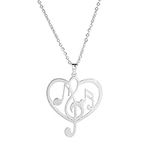 EUEAVAN Inspirational Love Music Note Pendant Necklace Music Score Number Elements Choker Heart Music Lovers Gymnastics Dance Musician Teacher Classmates Jewelry Gift (silver)