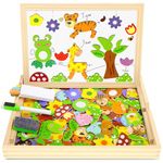 COOLJOY Wooden Toys 100PCS Wooden puzzles Jigsaws, Learning Toys for 2 Year Old Girls & Boys Toddler Puzzles Gifts, Kids Wooden Jigsaw Puzzles for Children Age 2 3 4