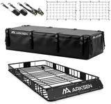 ARKSEN 84" x 39" x 6" Roof Rack Cargo Basket with Extension, Waterproof Bag, 2 Net & 2 Ratchet Straps, 150 lb Heavy Duty Steel Rooftop Carrier, Fits Crossbars up to 1.38" Thick, for SUV & Pickup Truck