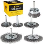 Dura-Gold 6-Piece Abrasive Wire Wheel and Cup Brush Set, 1/4" Drill Shank, Carbon Steel Bristles - 1 Cup & 5 Wheel Brushes - Surface Prep Grinding, Stripping Metal, Clean Remove Rust Corrosion, Paint