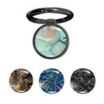 Swap-n-Snap, Metallic Black 360 Holo-Ring Mobile Phone Grip Holder & Stand with Set of 4 Changeable 3D Logo Magnets in Marble Theme for Phone & Back Cover