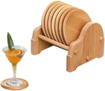 8PCS de sous-Verres Ronds en Bambou en Bois,Zodors avec Support sous Verre Bois résistants Chaleur et Eau Evitent Les brûlures pour Les Tasses à Café Thé Mug pour Maison Décoration de Table