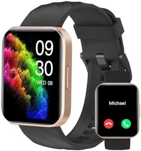 RUIMEN Montre Connectée Homme Smartwatch avec Appel Bluetooth Montre Sport Waterproof avec Podometre Cardiofrequencemetre Oxymetre Multisport Chronometre Notification SMS/Appel (Black Gold)