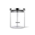 Borosil Classic Glass Jar, Air-Tight Storage Container For Kitchen, Glass Jar For Storing Spices, 600 ml, Clear