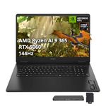 HP Omen 17 Gaming Laptop, NVIDIA GeForce RTX 5060, AMD Ryzen AI 9 365, 32GB RAM, 2TB Storage(1TB SSD+1TB Docking Station), Backlit Keyboard, 17.3" FHD 144Hz Display, Win 11, Black