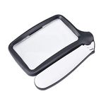 VIHAX Magnifying Glass with Light, Folding Handle, 5 Bright LED Magnifier, 2X Rectangular Handheld Reading Magnifying Glass for Seniors, Low Vision, Macular Degeneration, Hobbyists