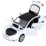 FEXXA 1:32 Scale Exclusive Alloy Metal Pull Back Die-cast Car Model with Sound Light Mini Auto Toy for Kids Metal Model Toy Car with Sound and Light? (TESLA S MODEL -WHITE)