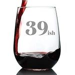 39ish - Funny 40th Birthday Wine Gl