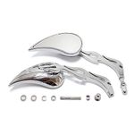 New Custom Flame Tear Drop Motorcycle Mirrors for Harley Davidson Softail FXSTI (Chrome)