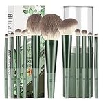 HEYMKGO Makeup Brushes 11pcs Premium Synthetic Bristles Green Color Kabuki Foundation Brush Face Lip Eye Makeup Brush Sets Professional with Gift Box