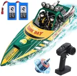 DEERC Brushless RC Boat, Fast Racing Jet Boat, 25+MPH, 30+ Mins Remote Control Boat with LED Light for Boys & Adults, Full Proportional Speed Boat, Pool Toy for Kids