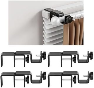 Outside Mounted Blinds Curtain Rod Bracket 1.3-2" Adjustable, Easy Install Tool-Free Anti-Slip, Over The Blinds Curtain Rod Holder for Curtains & Drapes, No Drill Curtain Rod Brackets,4Pcs Black