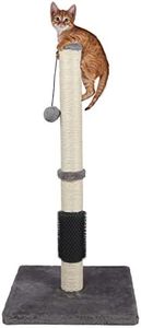 ANWA Tall Cat Scratching Posts for Indoor Cats and Kittens, 32” Vertical Scratching Post with Reinforced Base, Premium Sisal Cat Scratching Post with Dangling Plush Ball and Self-Grooming Brush