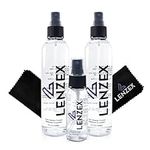 LENZEX Eyeglass Lens Cleaner Spray Kit | 5 Pieces | (3 Bottles) With (2) Microfiber Cloths | Anti-Glare, Streak-Free, Non-Toxic | Safe for All Lenses and Screens