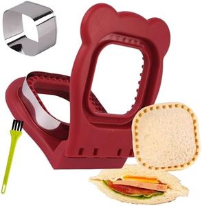 LEPCY Uncrustables Sandwich Maker Sealer Cutter, Crustless Sandwich Cutter, PB&J Uncrustable Maker - Color Dark Red, Square Shape