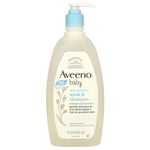 Aveeno Baby Daily Moisture Gentle Bath Wash & Shampoo with Natural Oat Extract, Hypoallergenic, Tear-Free & Paraben-Free Formula For Sensitive Hair & Skin, Lightly Scented, 532mL